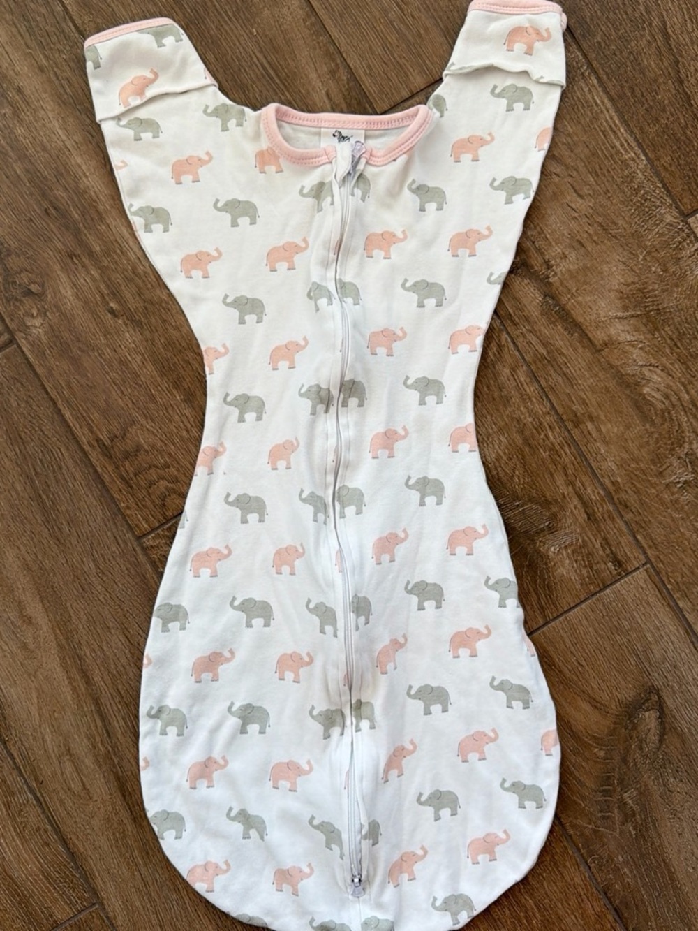 Unbranded Pink & Gray Elephant Sleeved Swaddle Pajama